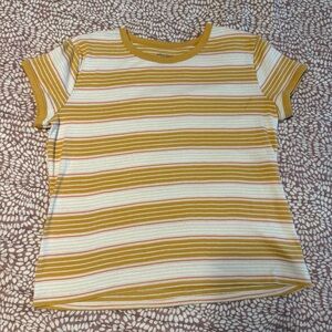Arizona Jean Company Mustard and White Striped Short Sleeve Tee
